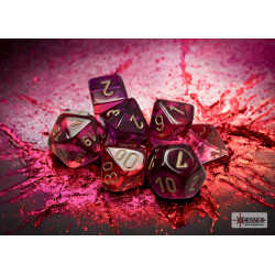 Gemini Translucent Red-Violet/gold Polyhedral 7-Dice Set