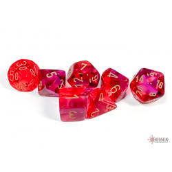 Gemini Translucent Red-Violet/gold Polyhedral 7-Dice Set