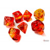 Gemini Translucent Red-Yellow/gold Polyhedral 7-Dice set
