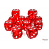 Translucent Red/white 16mm d6 Dice Block (12 dice)