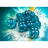 Translucent Teal/white 16mm d6 Dice Block (12 dice)