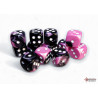 Gemini Black-Pink/white 16mm d6 Dice Block (12 dice)