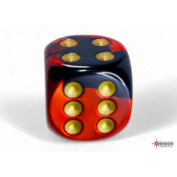 Gemini Black-Red/gold 16mm d6 Dice Block (12 dice)