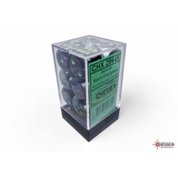 Gemini Black-Grey/green 16mm d6 Dice Block (12 dice)