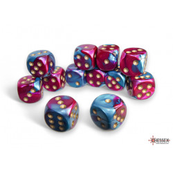 Gemini Purple-Teal/gold 16mm d6 Dice Block (12 dice)