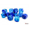 Gemini Blue-Blue/light blue Luminary 16mm d6 Dice Block (12 dice)