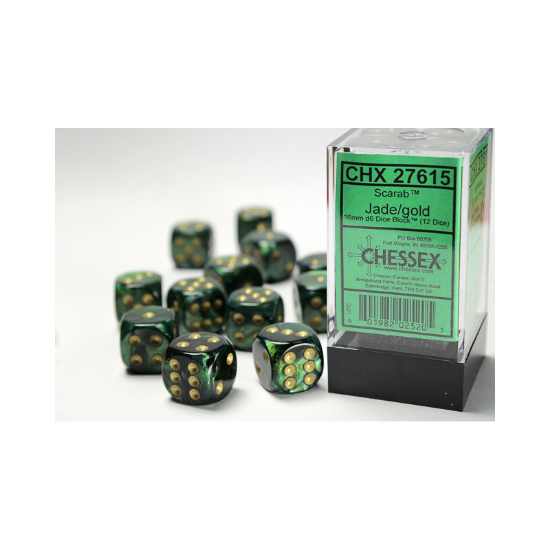 Dé à Jouer 12mm En Jade Avec Finition Or - Lot De 36 Dés Pour Jeux De Rôle Ou Collection