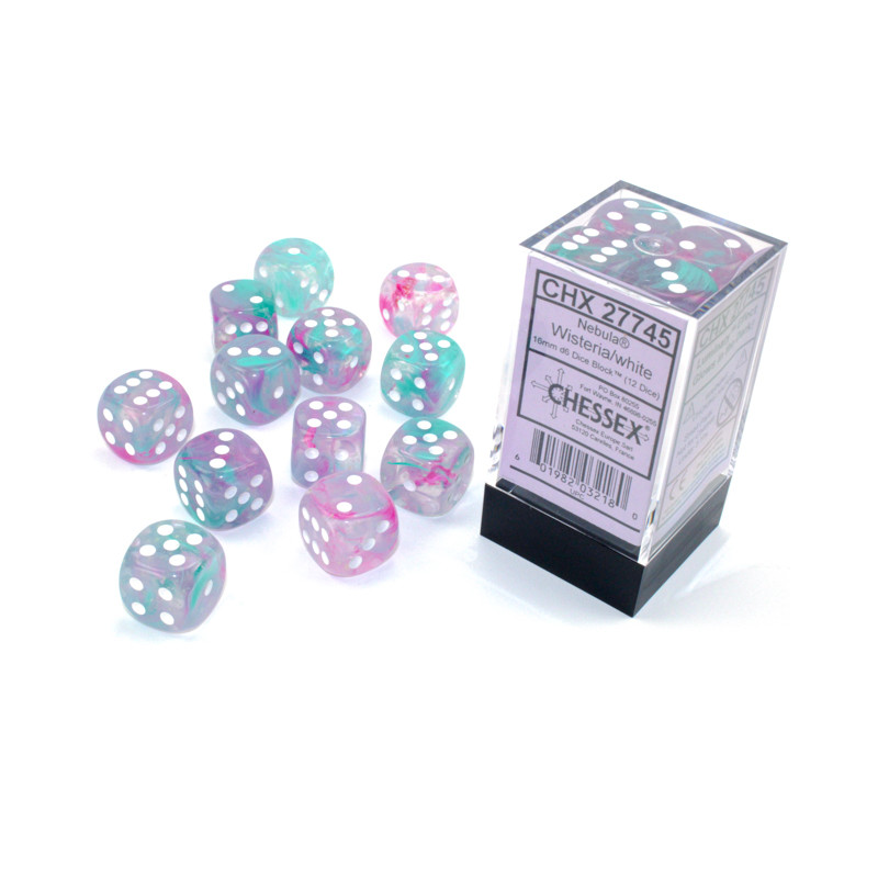 Nebula Wisteria/white Luminary 16mm d6 Dice Block (12 dice)