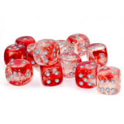 Nebula Red/silver Luminary 16mm d6 Dice Block (12 dice)