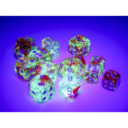 Nebula Red/silver Luminary 16mm d6 Dice Block (12 dice)