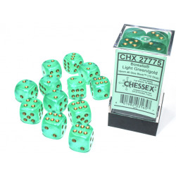 Borealis Light Green/gold Luminary 16mm d6 Dice Block (12 dice)