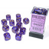 Borealis Royal Purple/gold Luminary 16mm d6 Dice Block (12 dice)