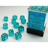 Translucent Teal/white 12mm d6 Dice Block (36 dice)