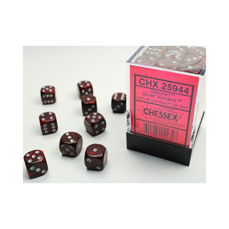 Speckled Silver Volcano 12mm d6 Dice Block (36 dice)