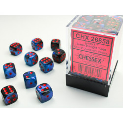 Gemini Black-Starlight/red 12mm d6 Dice Block (36 dice)