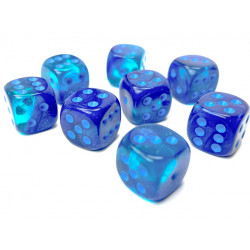 Gemini Blue-Blue/light blue Luminary 12mm d6 Dice Block (36 dice)