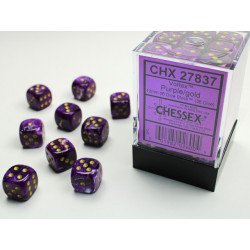 Vortex Purple/gold 12mm d6 Dice Block (36 dice)