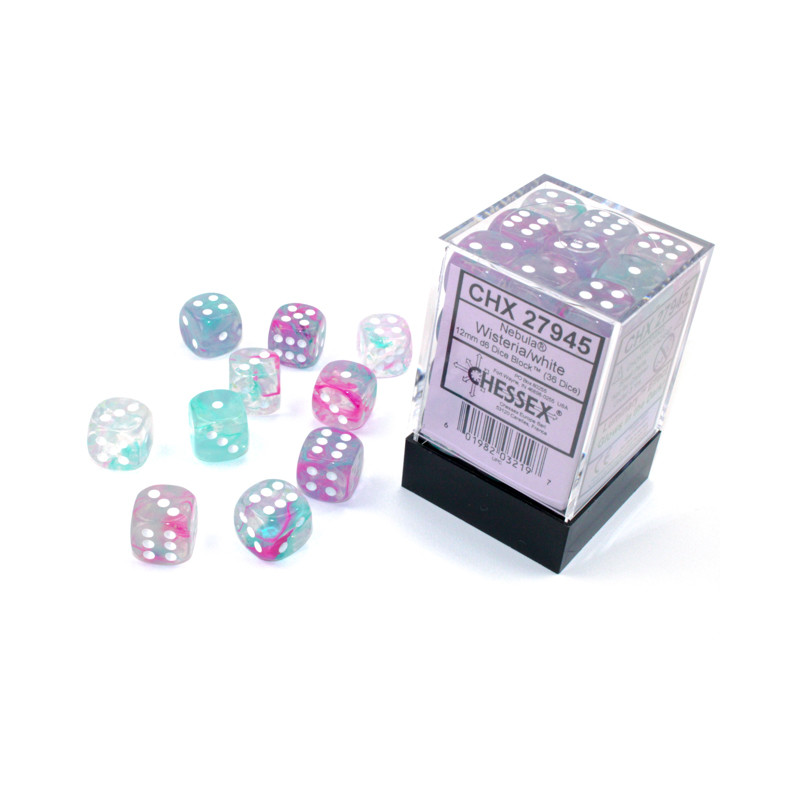 Nebula Wisteria/white Luminary 12mm d6 Dice Block (36 dice)