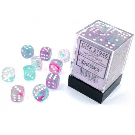 Nebula Wisteria/white Luminary 12mm d6 Dice Block (36 dice)