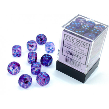 Nebula Nocturnal/blue Luminary 12mm d6 Dice Block (36 dice)