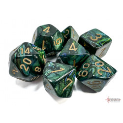 Scarab Jade/gold Polyhedral 7-Dice Set