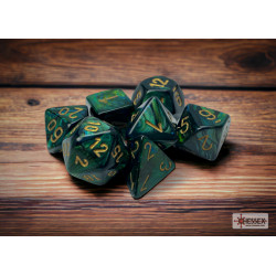 Scarab Jade/gold Polyhedral 7-Dice Set