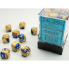 Gemini Blue-Gold/white 12mm d6 Dice Block (36 dice)