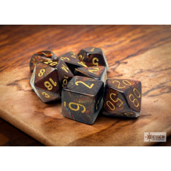 Scarab Blue Blood/gold Polyhedral 7-Dice Set