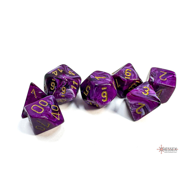 Vortex Purple/gold Polyhedral 7-Dice Set