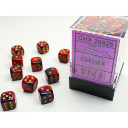 Gemini Purple-Red/gold 12mm d6 Dice Block (36 dice)