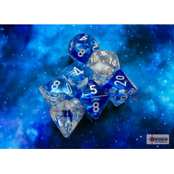 Nebula Dark Blue/white Polyhedral 7-Dice Set