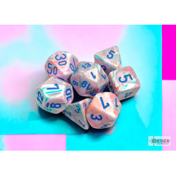 Festive Pop Art/blue Polyhedral 7-Dice Set