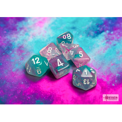 Nebula Wisteria/white Luminary Polyhedral 7-Dice Set