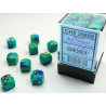 Gemini Blue-Teal/gold 12mm d6 Dice Block (36 dice)