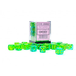 Gemini Translucent Green-Teal/yellow 12mm d6 Dice Block (36 dice)