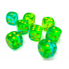 Gemini Translucent Green-Teal/yellow 12mm d6 Dice Block (36 dice)