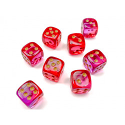 Gemini Translucent Red-Violet/gold 12mm d6 Dice Block (36 dice)