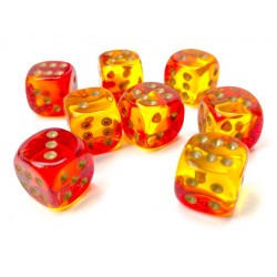 Gemini Translucent Red-Yellow/gold 12mm d6 Dice Block (36 dice)