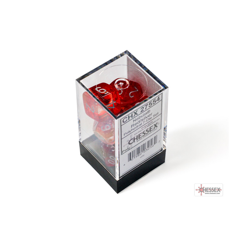 Nebula Red/silver Luminary Polyhedral 7-Dice Set