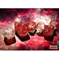 Nebula Red/silver Luminary Polyhedral 7-Dice Set