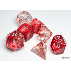 Nebula Red/silver Luminary Polyhedral 7-Dice Set