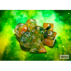 Nebula Spring/white Luminary Polyhedral 7-Dice Set