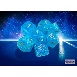 Luminary Sky/silver Polyhedral 7-Dice Set