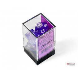 Borealis Purple/white Luminary Polyhedral 7-Dice Set