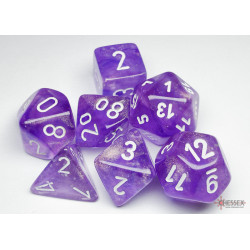 Borealis Purple/white Luminary Polyhedral 7-Dice Set