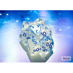 Borealis Icicle/light blue Luminary Polyhedral 7-Dice Set