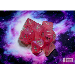 Borealis Pink/silver Luminary Polyhedral 7-Dice Set