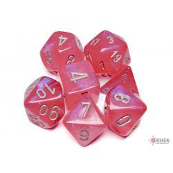 Borealis Pink/silver Luminary Polyhedral 7-Dice Set