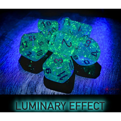 Borealis Teal/gold Luminary Polyhedral 7-Dice Set