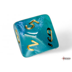 Borealis Teal/gold Luminary Polyhedral 7-Dice Set